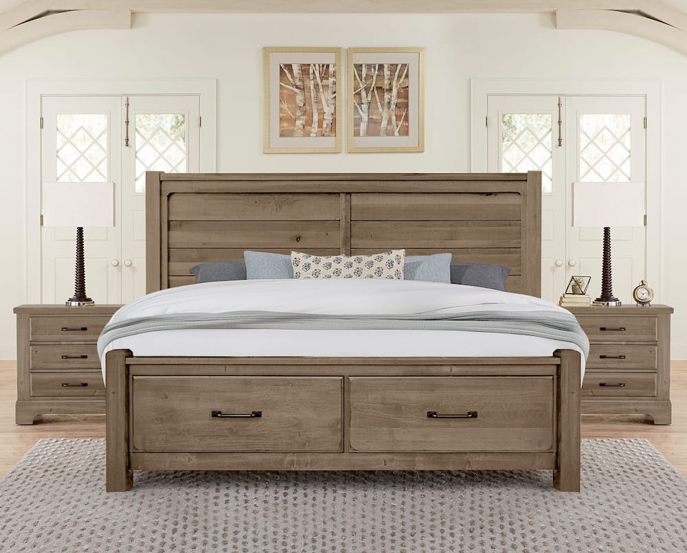 Vaughan Bassett - Cool Rustic - Queen Plank Bed With Footboard Storage - Stone Grey - 172-558-050B-502-555  view 2