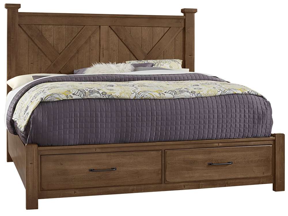 Vaughan Bassett - Cool Rustic Queen X Bed With Footboard Storage in Amber - 174-557-050B-502-555 veiw 1