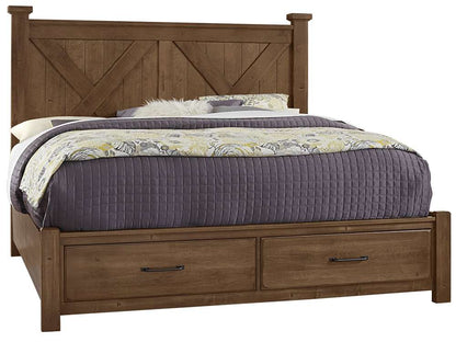 Vaughan Bassett - Cool Rustic Queen X Bed With Footboard Storage in Amber - 174-557-050B-502-555 veiw 1