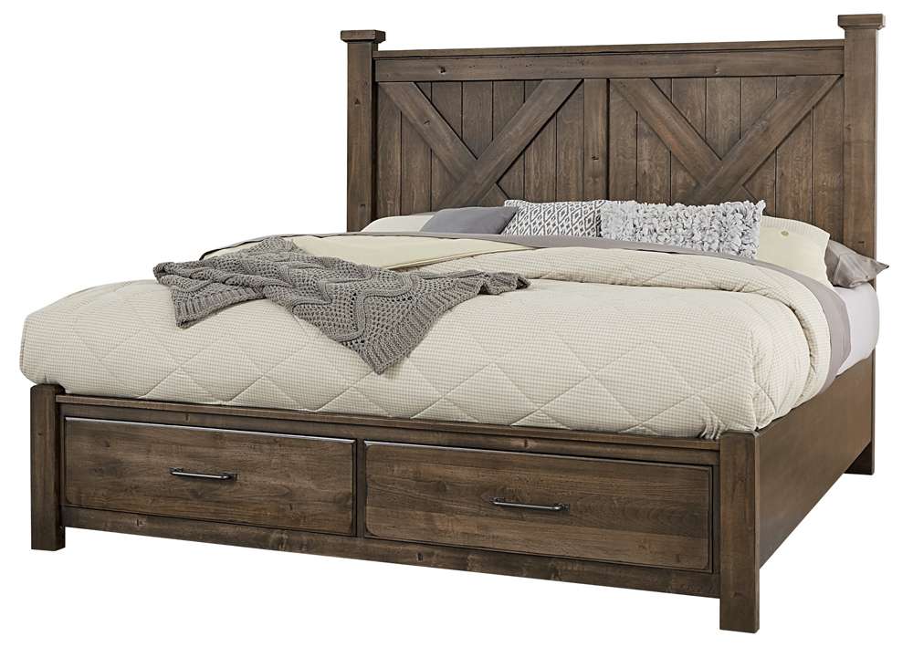 Vaughan Bassett - Cool Rustic Queen X Bed With Footboard Storage in Mink - 170-557-050B-502-555 veiw 1
