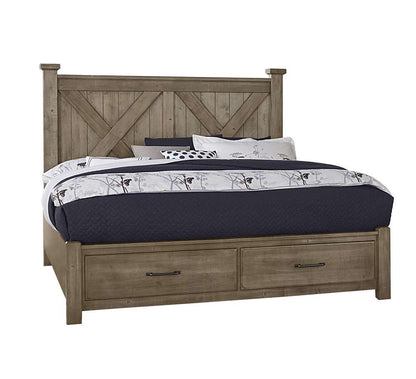 Vaughan Bassett - Cool Rustic Queen X Bed With Footboard Storage in Stone Grey - 172-557-050B-502-555 veiw 1