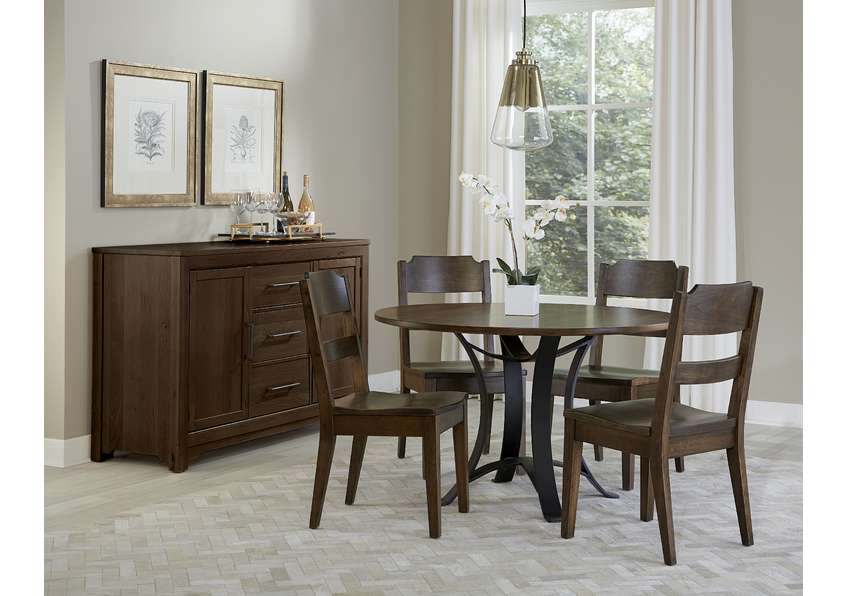 Vaughan Bassett - Crafted Cherry - Artisan and Post 48 Inch Round Table W/ Metal Base - 150-048-200 veiw 5