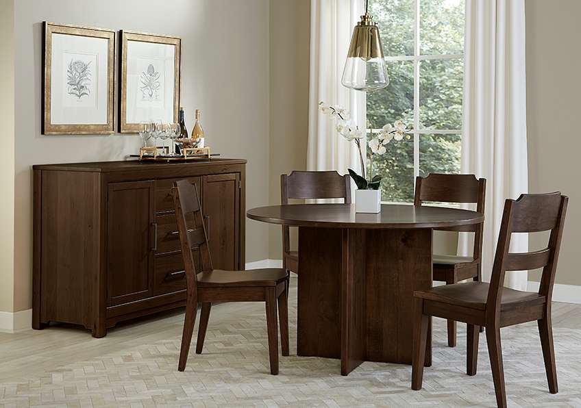 Vaughan Bassett - Crafted Cherry - Artisan and Post 48 Inch Round Table W/ Wood Base - 150-048-148 veiw 3