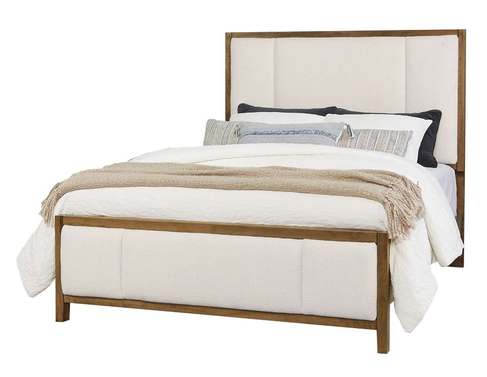 Vaughan Bassett - Crafted Cherry - Artisan and Post Cal King Upholstered Bed in White Fab - 151-661-166-944-MS2 veiw 1