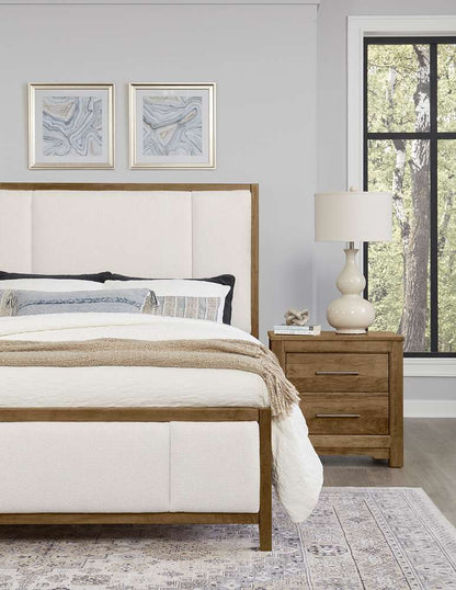 Vaughan Bassett - Crafted Cherry - Artisan and Post Cal King Upholstered Bed in White Fab - 151-661-166-944-MS2 veiw 2