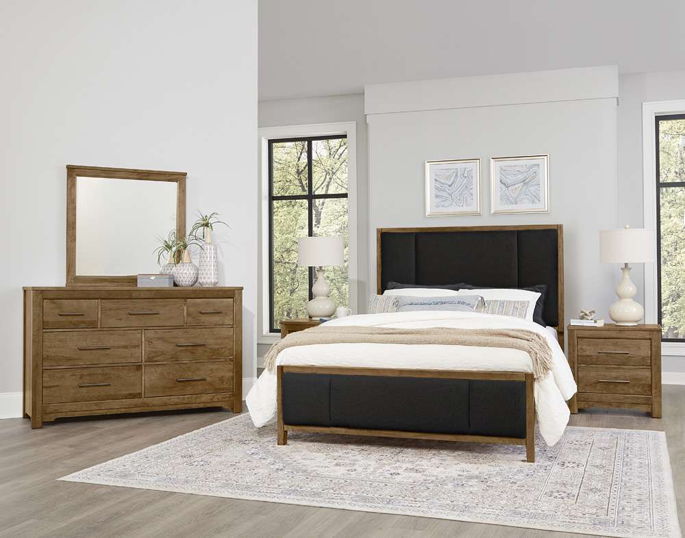 Vaughan Bassett - Crafted Cherry - Artisan and Post King Upholstered Bed in Black Fab - 151-662-266-933-MS2 veiw 3