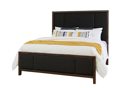 Vaughan Bassett - Crafted Cherry - Artisan and Post Queen Upholstered Bed in Black Fab - 150-552-255-922 veiw 1