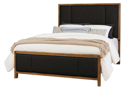 Vaughan Bassett - Crafted Cherry - Artisan and Post Queen Upholstered Bed in Black Fab - 151-552-255-922 veiw 1