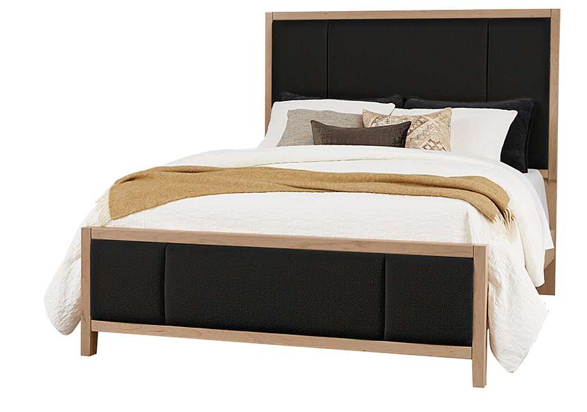 Vaughan Bassett - Crafted Cherry - Artisan and Post Queen Upholstered Bed in Black Fab - 154-552-255-922 veiw 1