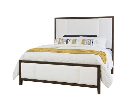 Vaughan Bassett - Crafted Cherry - Artisan and Post Queen Upholstered Bed in White Fab - 150-551-155-922 veiw 1