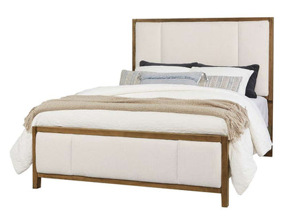 Vaughan Bassett - Crafted Cherry - Artisan and Post Queen Upholstered Bed in White Fab - 151-551-155-922 veiw 1