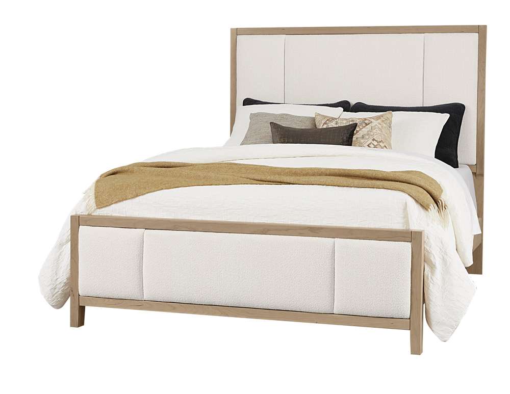 Vaughan Bassett - Crafted Cherry - Artisan and Post Queen Upholstered Bed in White Fab - 154-551-155-922 veiw 1