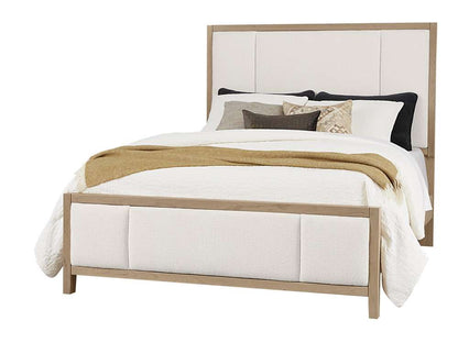 Vaughan Bassett - Crafted Cherry - Artisan and Post Queen Upholstered Bed in White Fab - 154-551-155-922 veiw 1