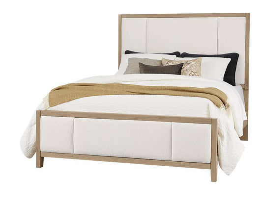 Vaughan Bassett - Crafted Cherry - Artisan and Post Queen Upholstered Bed in White Fab - 154-551-155-922 veiw 1