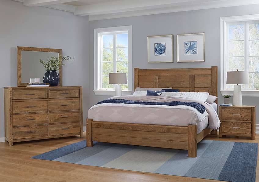 Vaughan Bassett - Crafted Oak - LMCo Home BenS Queen Poster Bed - 790-558-855-922 veiw 2