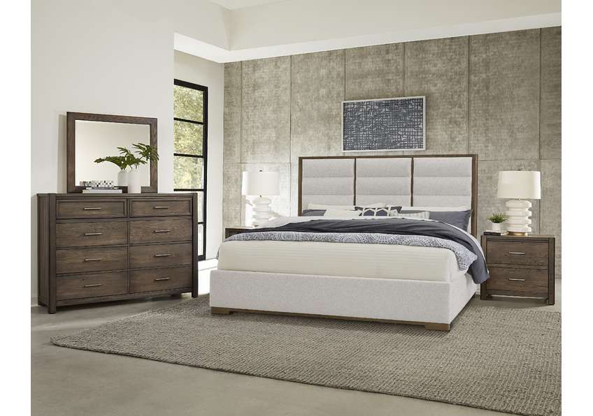 Vaughan Bassett - Crafted Oak - LMCo Home ErinS Queen Uph - Oatmeal - 793-551B-155B-822B veiw 3