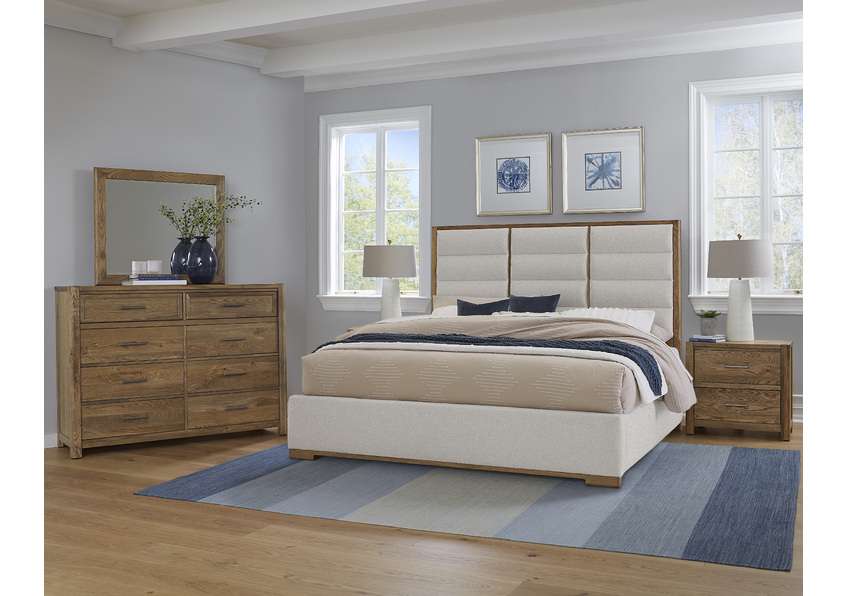 Vaughan Bassett - Crafted Oak - LMCo Home ErinS Queen Uph - Oatmeal - 790-551B-155B-822B veiw 3