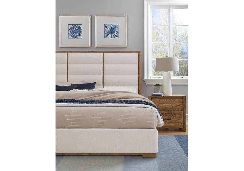 Vaughan Bassett - Crafted Oak - LMCo Home ErinS Queen Uph - White - 790-551A-155A-822A veiw 3
