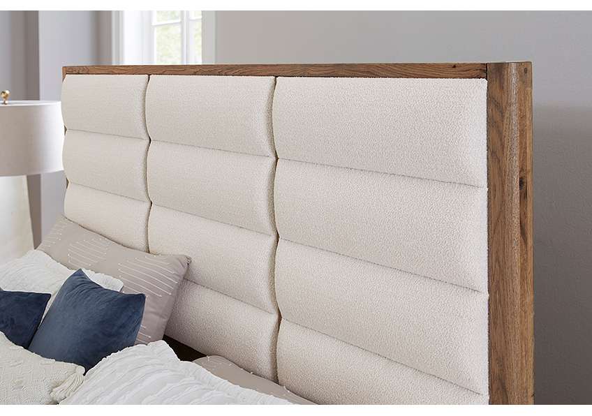Vaughan Bassett - Crafted Oak - LMCo Home ErinS Queen Uph - White - 790-551A-155A-822A veiw 4