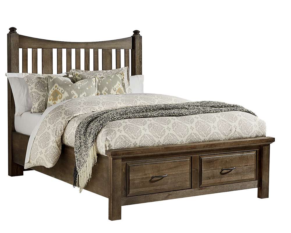 Vaughan Bassett - Maple Road King Slat Poster Bed With Storage Footboard in Maple Syrup - 117-668-066B-502-666 veiw 1