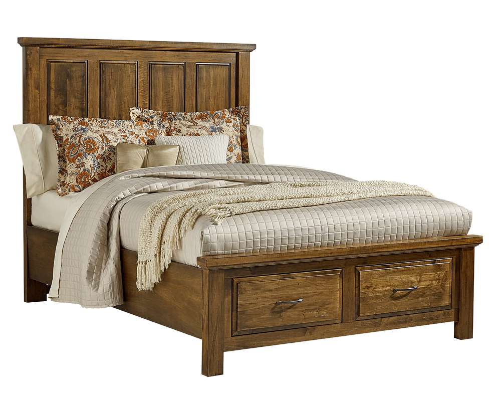 Vaughan Bassett - Maple Road Queen Mansion Bed With Storage Footboard in Antique Amish - 118-559-050B-502-555 veiw 1