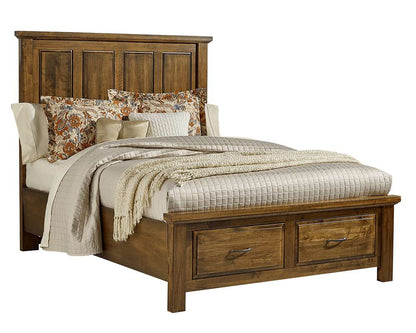 Vaughan Bassett - Maple Road Queen Mansion Bed With Storage Footboard in Antique Amish - 118-559-050B-502-555 veiw 1
