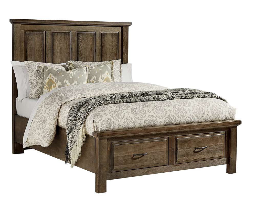 Vaughan Bassett - Maple Road Queen Mansion Bed With Storage Footboard in Maple Syrup - 117-559-050B-502-555 veiw 1