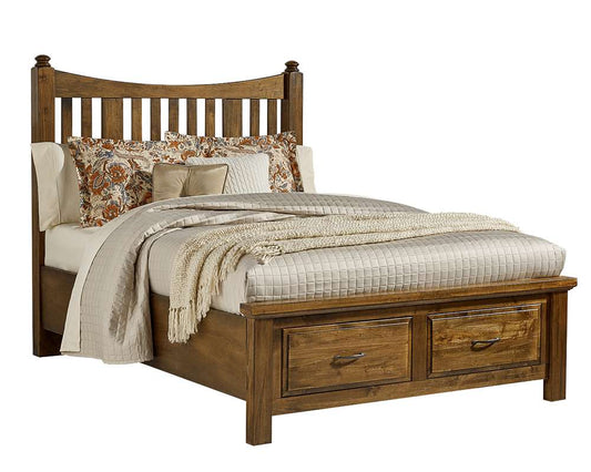 Vaughan Bassett - Maple Road Queen Slat Poster Bed With Storage Footboard in Antique Amish - 118-558-050B-502-555 veiw 1