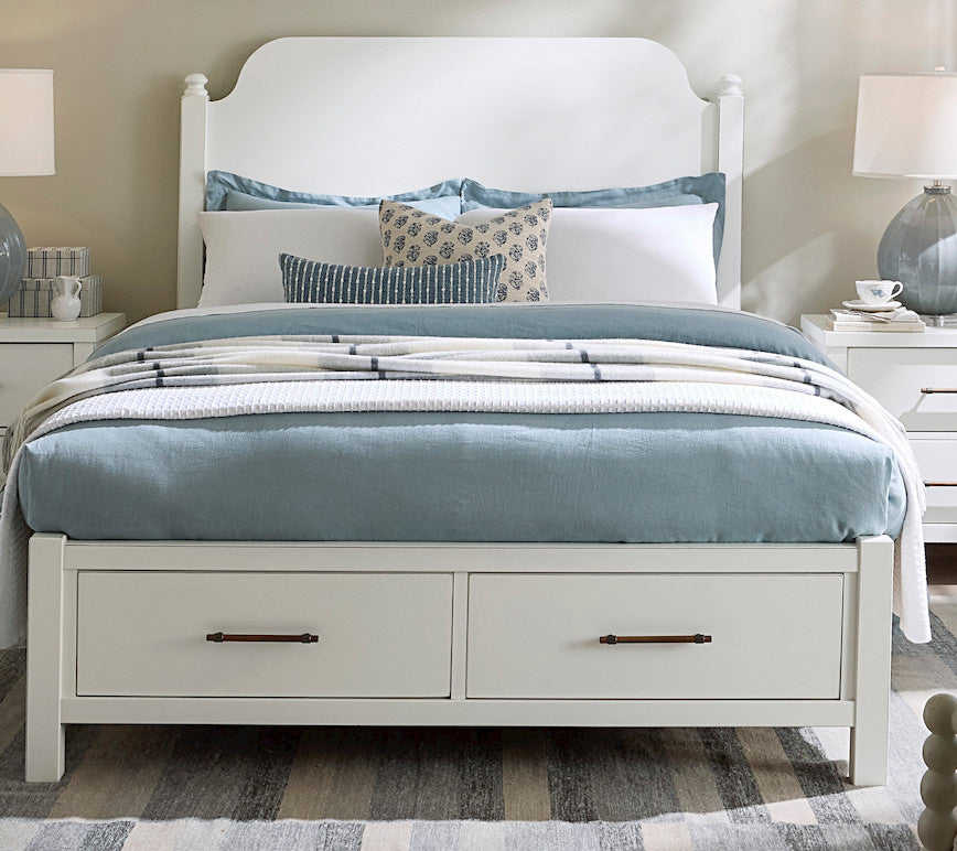 Vaughan Bassett - Pure Maple - King Poster Storage Bed  - Cottage White  - 184-669-066B-502-666T view 1
