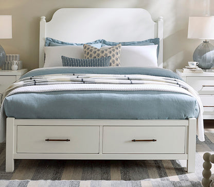 Vaughan Bassett - Pure Maple - Queen Poster Storage Bed  - Cottage White  - 184-559-050B-502-555T view 1