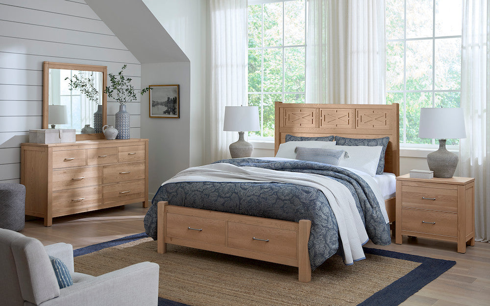 Vaughan Bassett - Tide and Timber - King Fretwork Bed With Storage Footboard - Clear Oak - 830-667-066B-502-666T  view 4