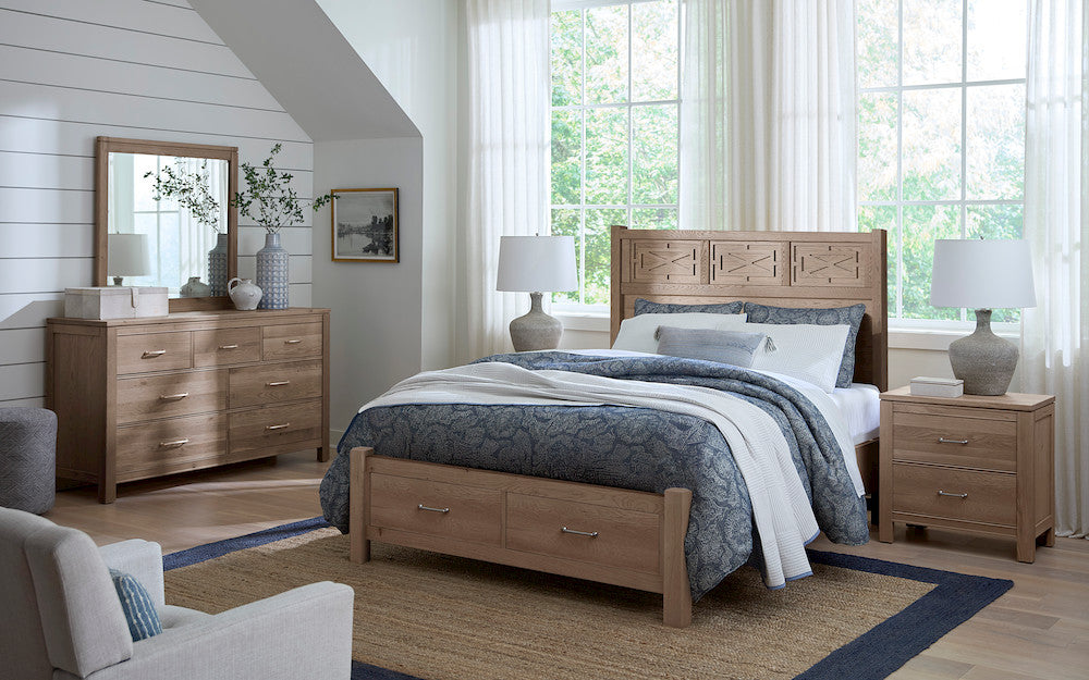 Vaughan Bassett - Tide and Timber - King Fretwork Bed With Storage Footboard - Grey Oak - 831-667-066B-502-666T  view 2