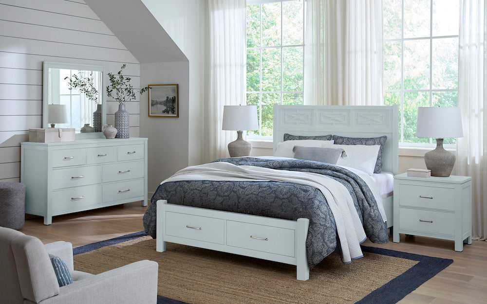 Vaughan Bassett - Tide and Timber - Queen Fretwork Bed With Storage Footboard - Blue Maple - 835-557-050B-502-555T  view 3