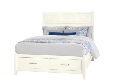 Vaughan Bassett - Tide and Timber - Queen Fretwork Bed With Storage Footboard - White Maple - 834-557-050B-502-555T  view 1