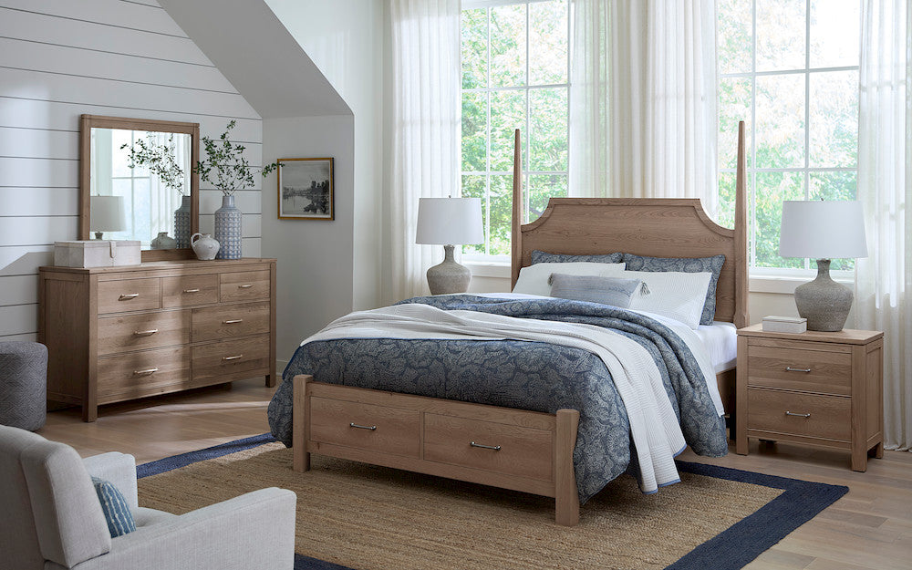 Vaughan Bassett - Tide and Timber - Queen Pencil Poster Bed With Footboard Storage - Grey Oak - 831-558-050B-502-555T  view 3