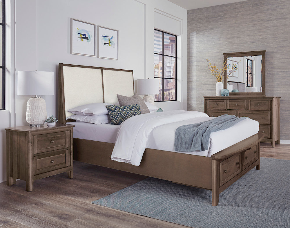 Vaughan Bassett - Woodbridge - Queen Upholstered Bed With Storage -White - 820-551-051-050B-502-555  view 4