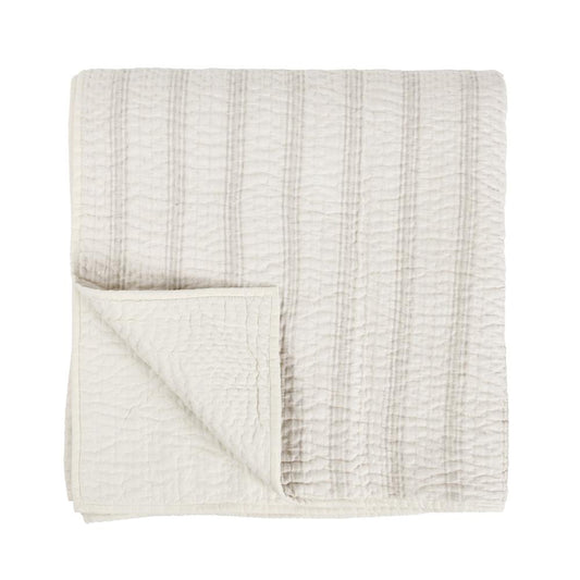 Villa by Classic Home - Abraham Cotton Linen Eggshell Beige Queen Quilt  - 92W - Beige - V240021 veiw 1