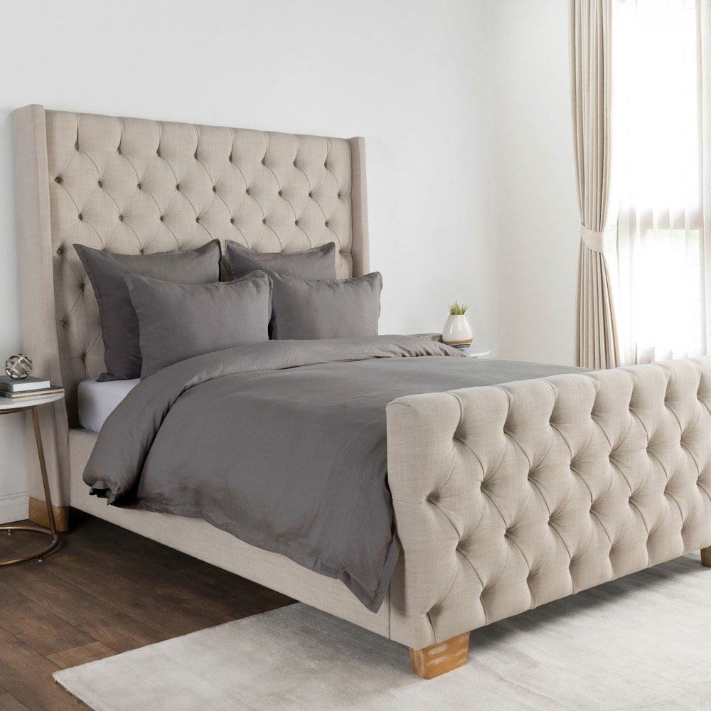Villa by Classic Home - Arcadia Linen Blend King Duvet Cover - Gray - V200010 view 1
