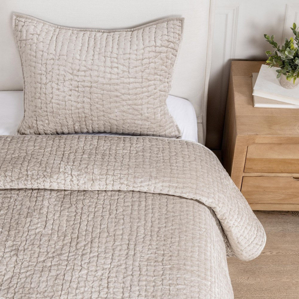Villa by Classic Home - Bari 2-Piece Twin Quilt Set - Pebble Beige - BEDQ544T view 2