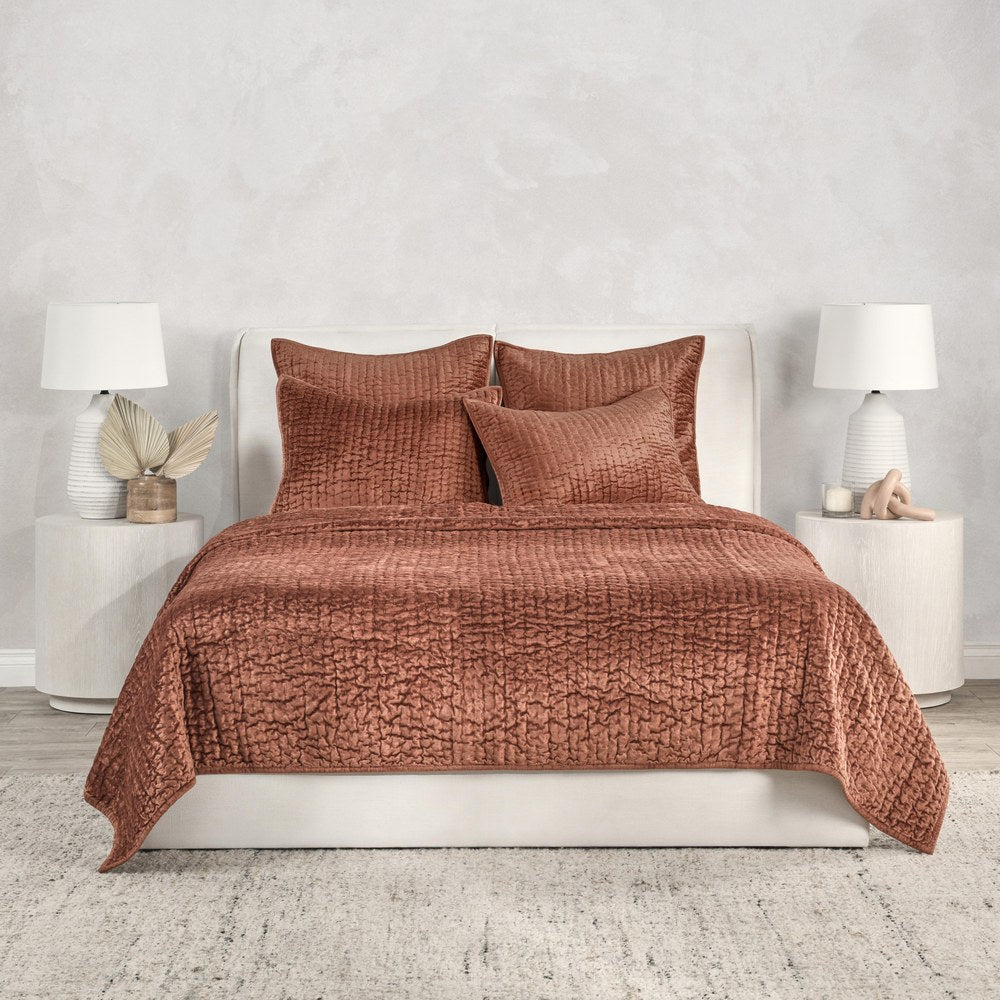 Villa by Classic Home - Bari 3-Piece Queen Quilt Set - Terracotta - BEDQ523Q view 1