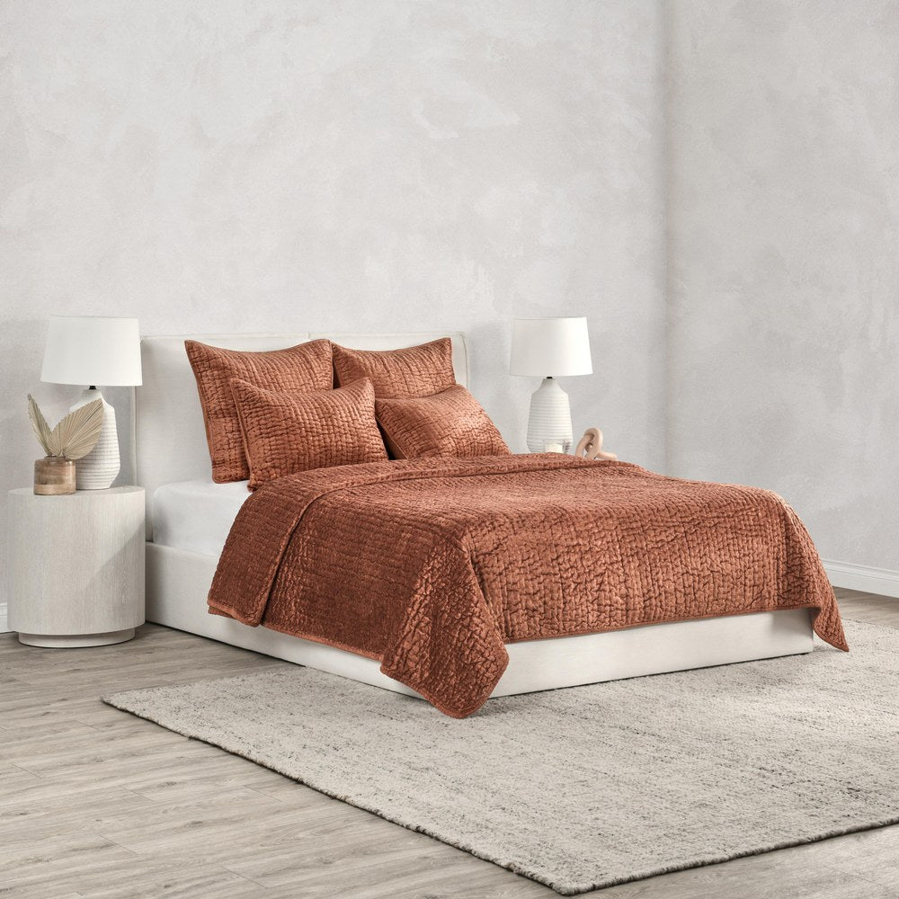 Villa by Classic Home - Bari 3-Piece Queen Quilt Set - Terracotta - BEDQ523Q view 3