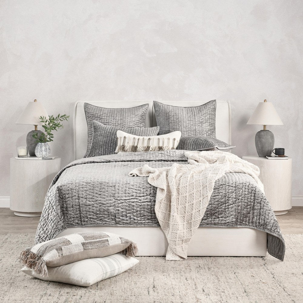 Villa by Classic Home - Bari 4-Piece King Quilt Set - Gray - BEDQ504K view 6