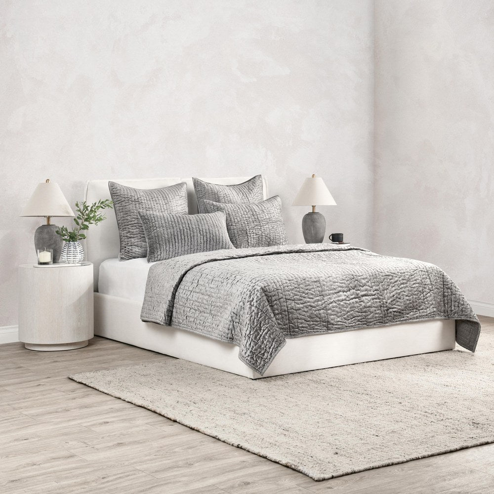 Villa by Classic Home - Bari 4-Piece King Quilt Set - Gray - BEDQ504K view 7