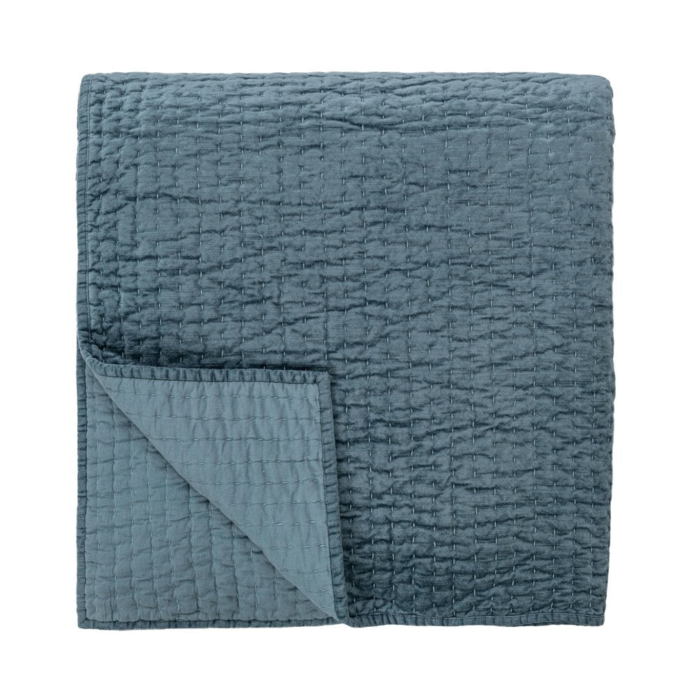 Villa by Classic Home - Bari Queen Quilt - Stone Blue - V310082 view 1