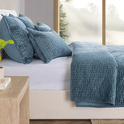 Villa by Classic Home - Bari Queen Quilt - Stone Blue - V310082 view 3