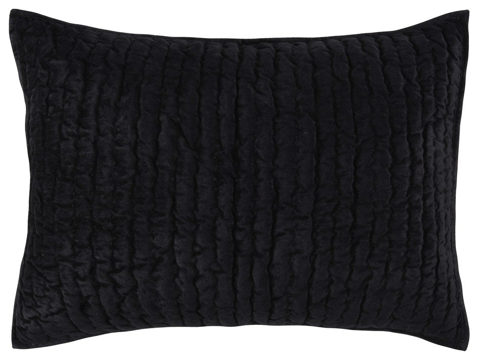Villa by Classic Home - Bari Velvet Standard Sham - Black - V230004 view 1