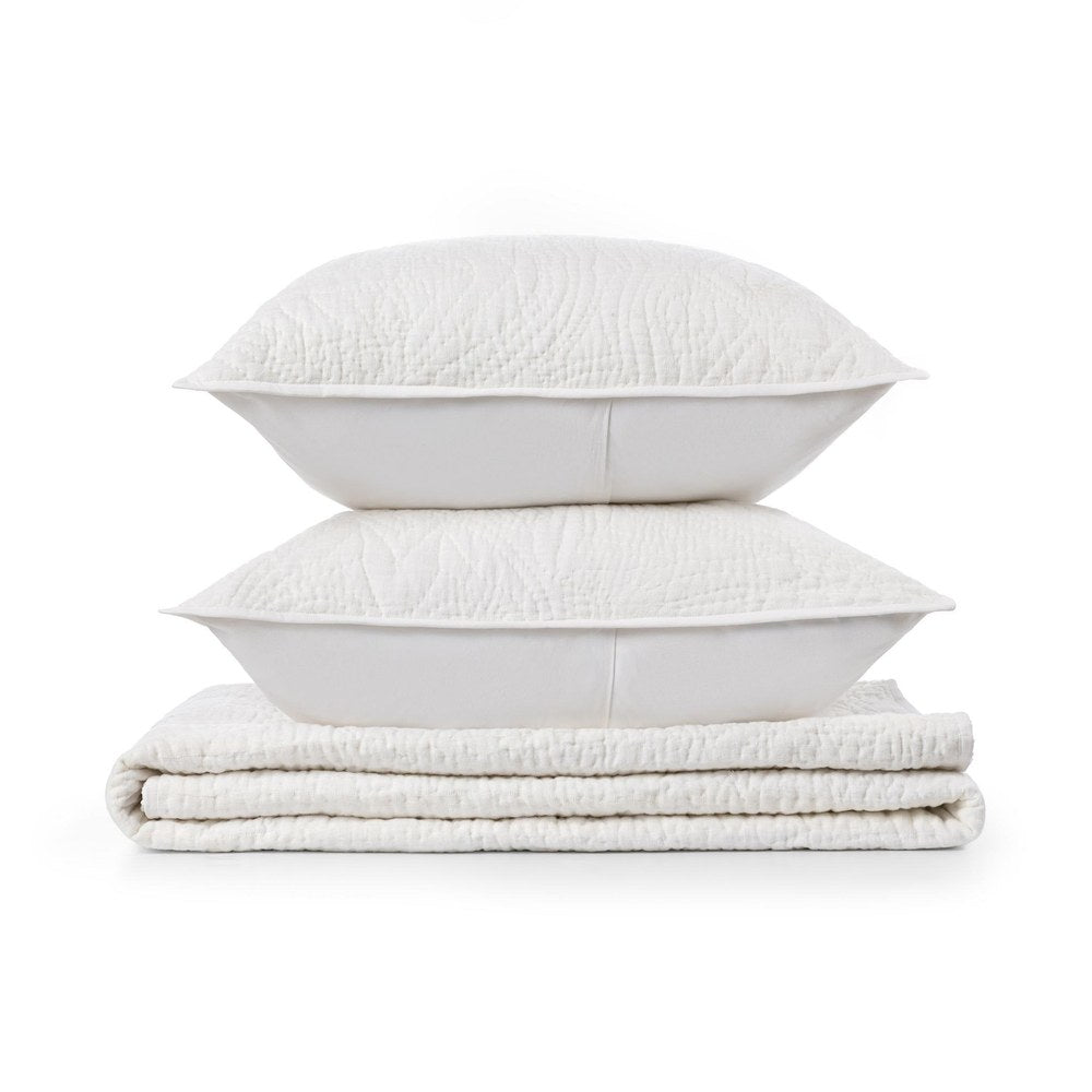 Villa by Classic Home - Berkshire 3-Piece Queen Linen Quilt Set - White - BEDQ546Q view 1