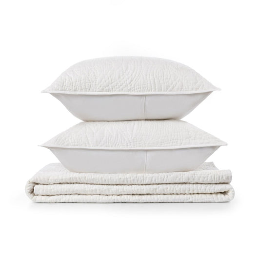 Villa by Classic Home - Berkshire 3-Piece Queen Linen Quilt Set - White - BEDQ546Q view 1