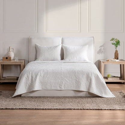 Villa by Classic Home - Berkshire 3-Piece Queen Linen Quilt Set - White - BEDQ546Q view 2