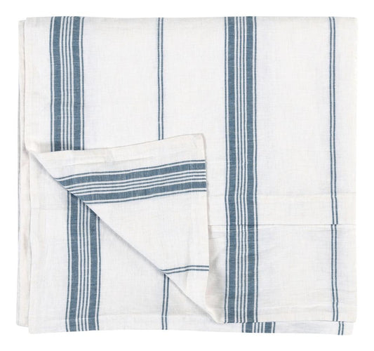Villa by Classic Home - Brooke Blue Stripe Linen Cashmere Queen Duvet Cover  - 90W - Blue Stripe - V240076 veiw 1